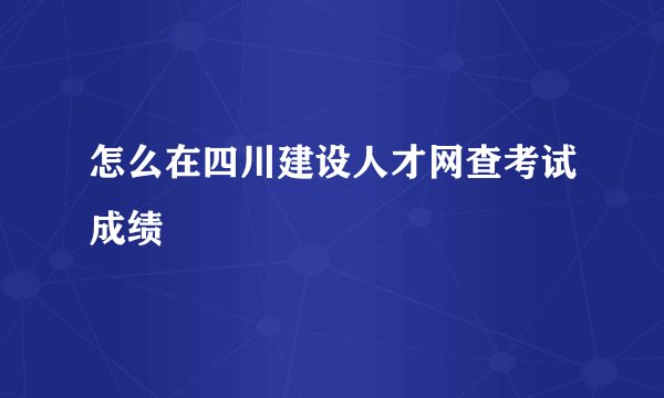 怎么在四川建设人才网查考试成绩