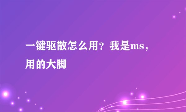 一键驱散怎么用？我是ms，用的大脚