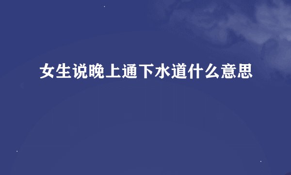 女生说晚上通下水道什么意思