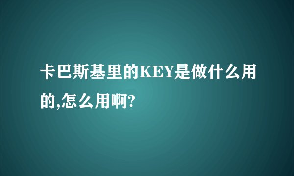 卡巴斯基里的KEY是做什么用的,怎么用啊?