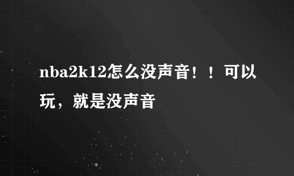 nba2k12怎么没声音！！可以玩，就是没声音