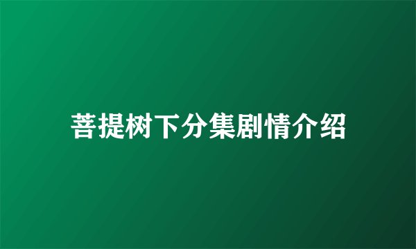 菩提树下分集剧情介绍