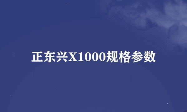 正东兴X1000规格参数