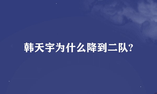 韩天宇为什么降到二队?
