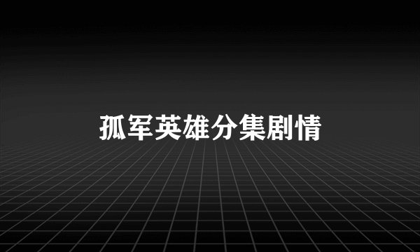 孤军英雄分集剧情