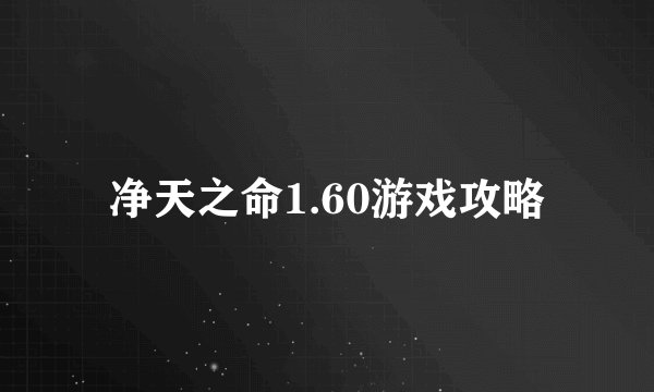 净天之命1.60游戏攻略