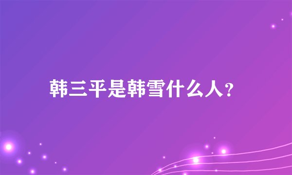韩三平是韩雪什么人?