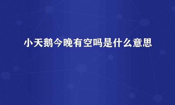 小天鹅今晚有空吗是什么意思