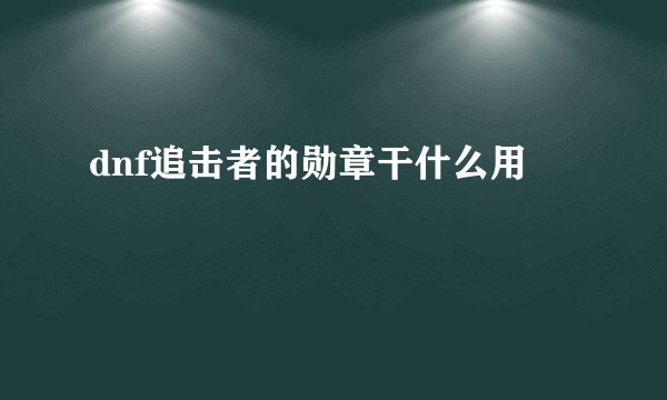 dnf追击者的勋章干什么用
