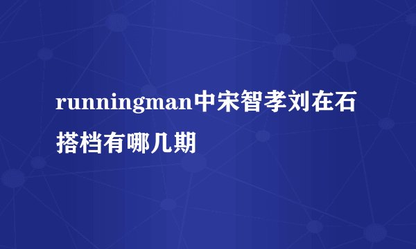 runningman中宋智孝刘在石搭档有哪几期