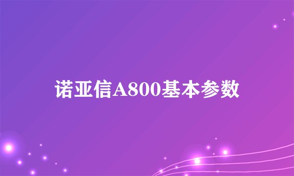 诺亚信A800基本参数