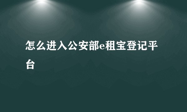 怎么进入公安部e租宝登记平台