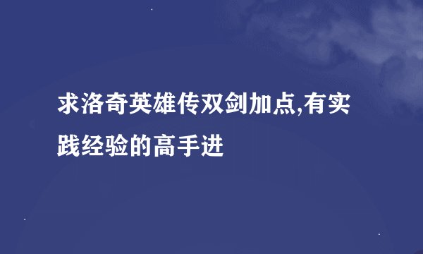 求洛奇英雄传双剑加点,有实践经验的高手进