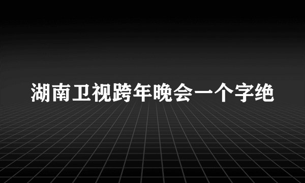 湖南卫视跨年晚会一个字绝