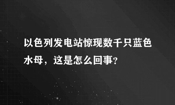 以色列发电站惊现数千只蓝色水母，这是怎么回事？