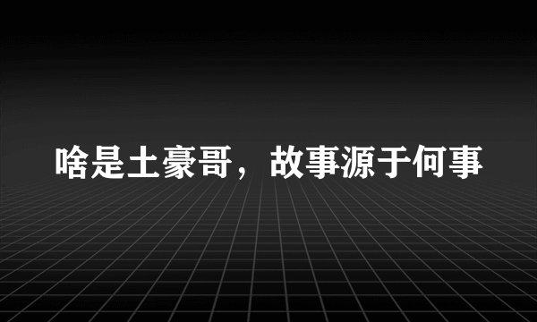 啥是土豪哥，故事源于何事