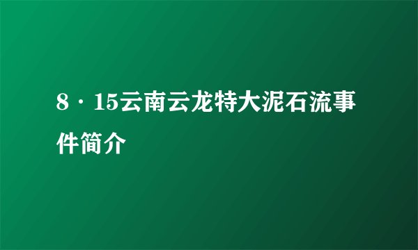 8·15云南云龙特大泥石流事件简介