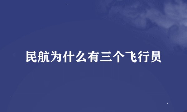 民航为什么有三个飞行员