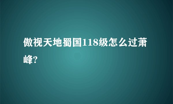 傲视天地蜀国118级怎么过萧峰?