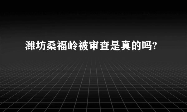 潍坊桑福岭被审查是真的吗?
