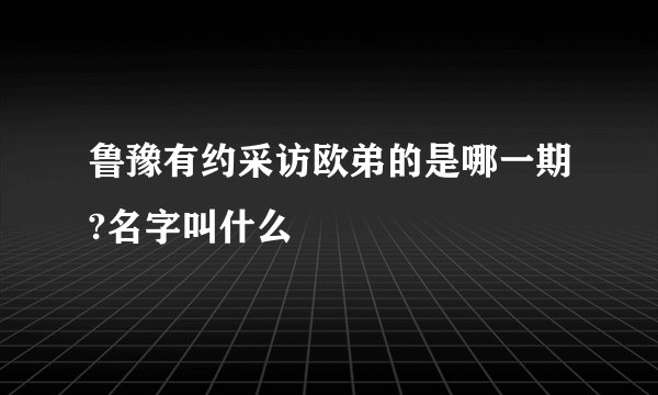 鲁豫有约采访欧弟的是哪一期?名字叫什么