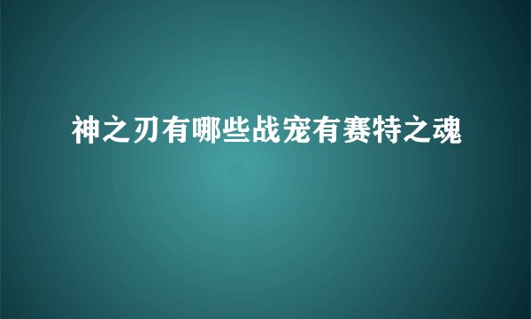 神之刃有哪些战宠有赛特之魂
