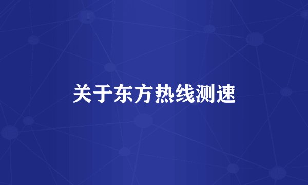 关于东方热线测速