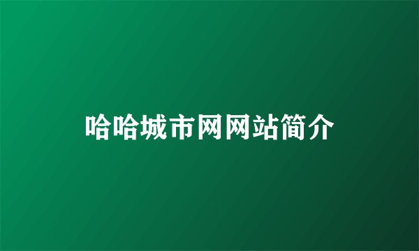 哈哈城市网网站简介