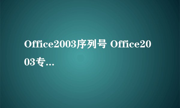 Office2003序列号 Office2003专业版序列号和注册码