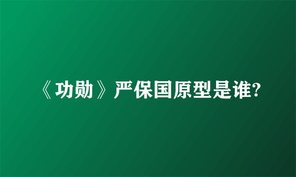 《功勋》严保国原型是谁?