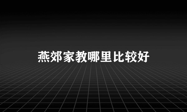 燕郊家教哪里比较好
