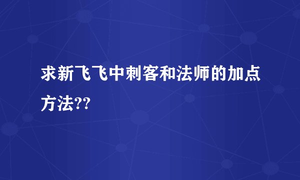 求新飞飞中刺客和法师的加点方法??