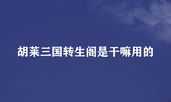 胡莱三国转生阁是干嘛用的