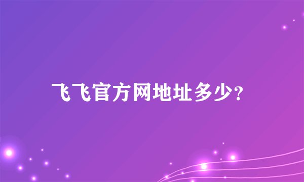 飞飞官方网地址多少？