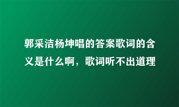 郭采洁杨坤唱的答案歌词的含义是什么啊，歌词听不出道理