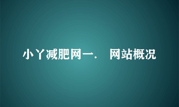 小丫减肥网一． 网站概况