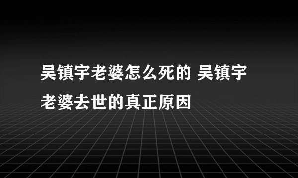 吴镇宇老婆怎么死的 吴镇宇老婆去世的真正原因