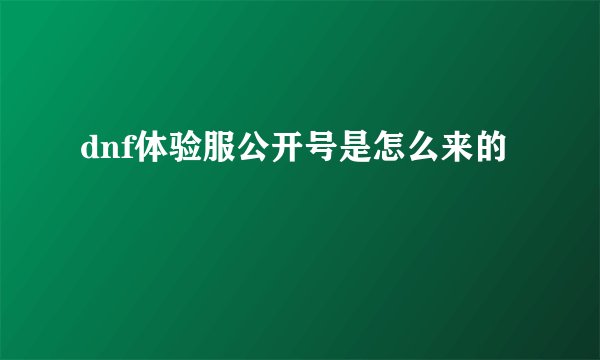 dnf体验服公开号是怎么来的