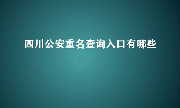 四川公安重名查询入口有哪些
