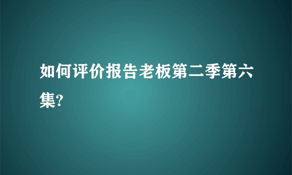 如何评价报告老板第二季第六集?