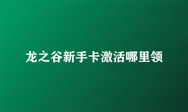 龙之谷新手卡激活哪里领