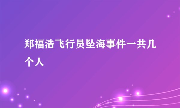 郑福浩飞行员坠海事件一共几个人