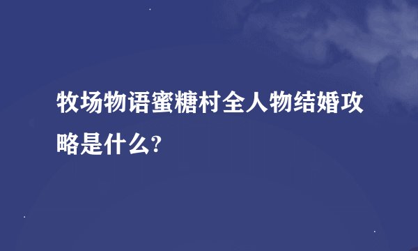 牧场物语蜜糖村全人物结婚攻略是什么?