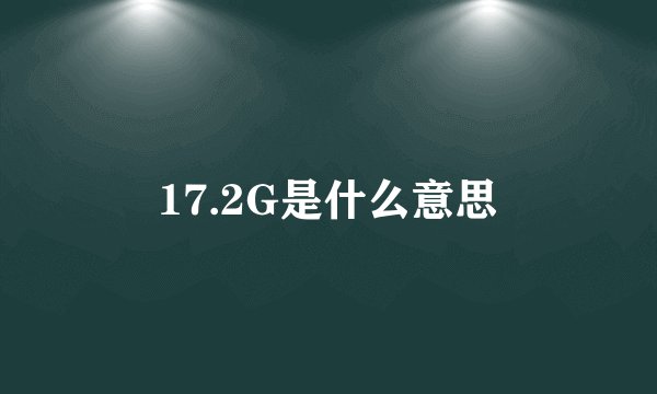 17.2G是什么意思