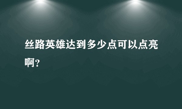 丝路英雄达到多少点可以点亮啊？