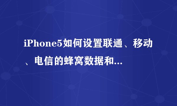 iPhone5如何设置联通、移动、电信的蜂窝数据和彩信功能?