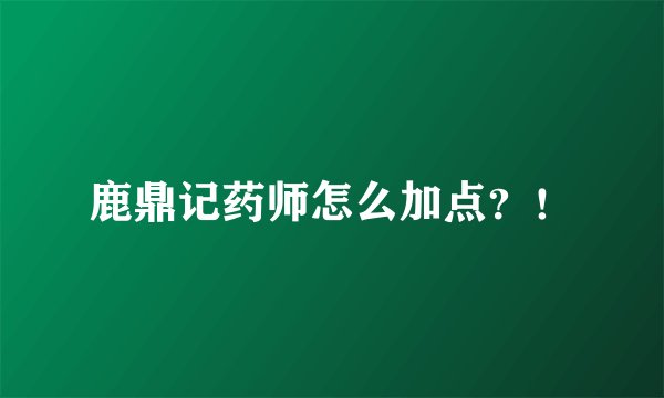 鹿鼎记药师怎么加点？！