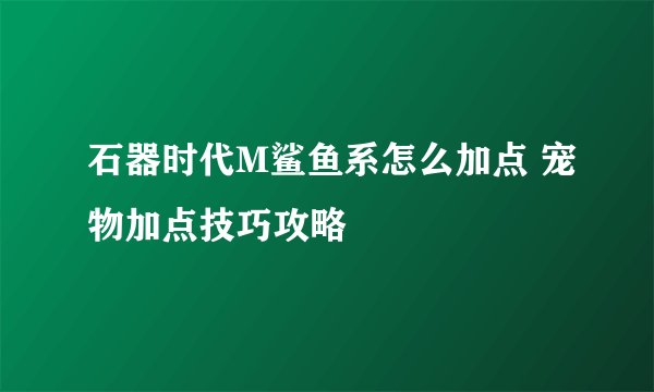 石器时代M鲨鱼系怎么加点 宠物加点技巧攻略