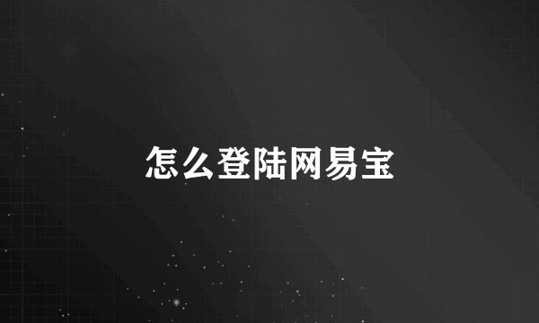 怎么登陆网易宝