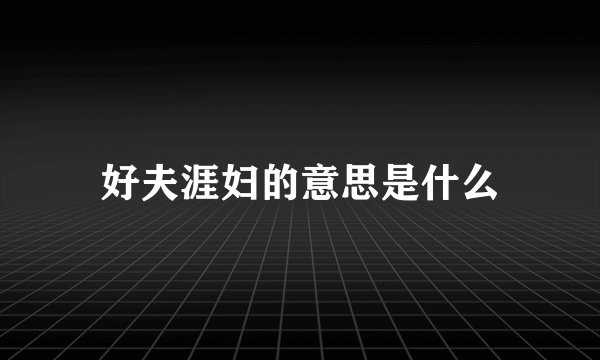 好夫涯妇的意思是什么